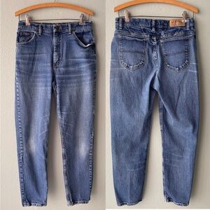 Lee Riders | Vintage 90s Dark Wash Tapered Straight Distressed Jeans